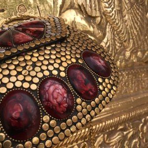 Brass studded metal hand crafted Boho shoulder Bag